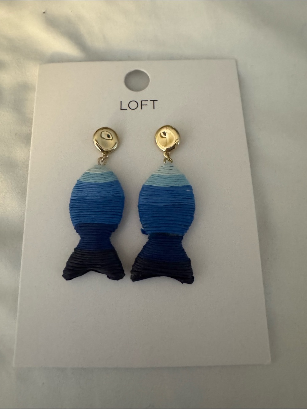 LOFT Blue Ombre Fish Drop Earrings with Gold Studs